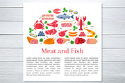 Meat and fish banner template