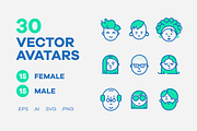 Vector collection of 30 avatar icons