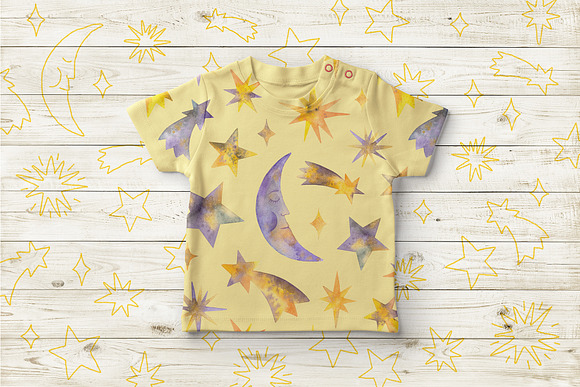 Watercolor Stars & Celestial Bodies in Illustrations - product preview 7