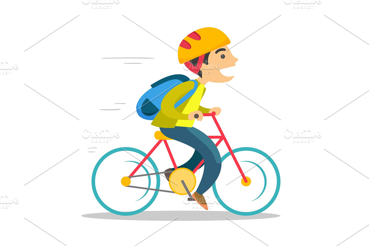 Young caucasian white boy riding a bicycle. in Illustrations - product preview 8