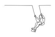 Girl on swing one line drawing