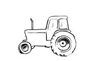 Tractor sketch. Agricultural machine. Hand drawn farmer equipment