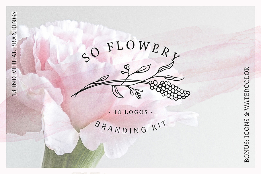So Flowery Branding Kit+Watercolours in Logo Templates - product preview 8
