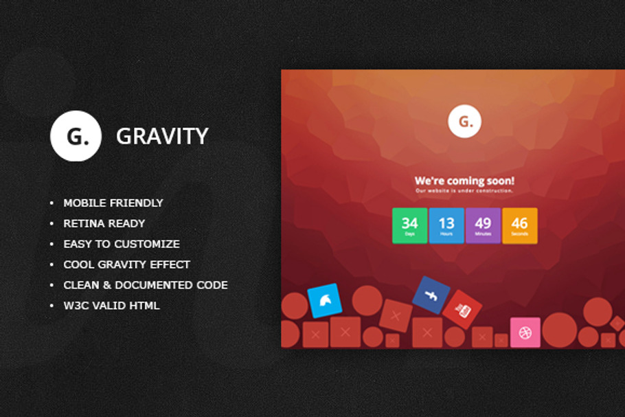 Gravity - Interactive Coming Soon in HTML/CSS Themes - product preview 8