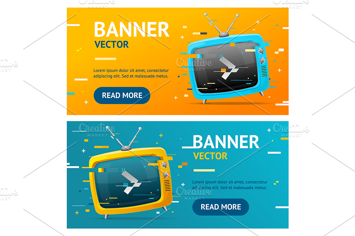 Retro TV Glitch Style Banner  in Illustrations - product preview 8