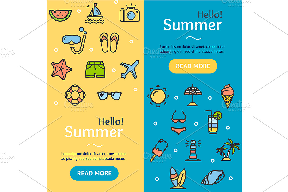 Hello Summer Banner in Illustrations - product preview 8