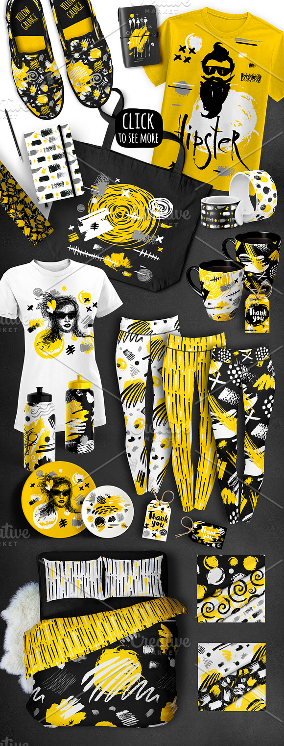 Grunge Style Yellow Collection in Objects - product preview 2