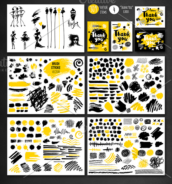 Grunge Style Yellow Collection in Objects - product preview 4