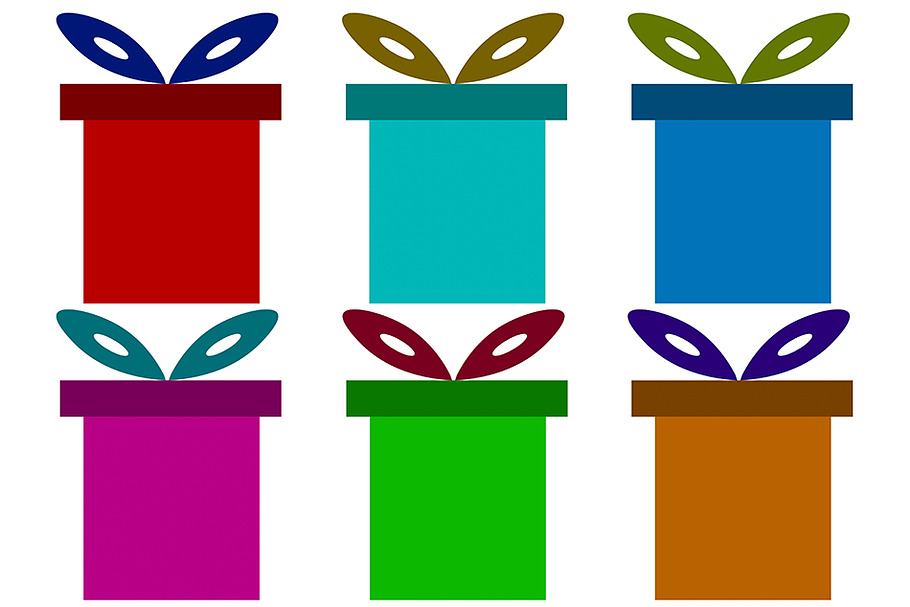 Illustration of six gift boxes  in Illustrations - product preview 8