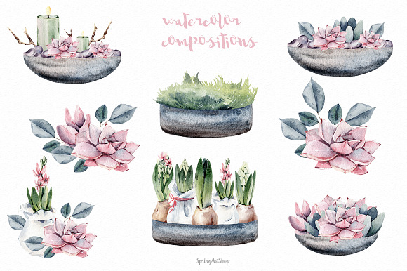 Spring watercolor giacint clipart in Illustrations - product preview 4
