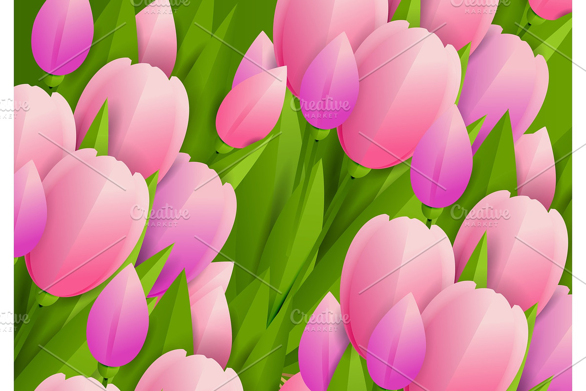 Floral background with tulips in Illustrations - product preview 8