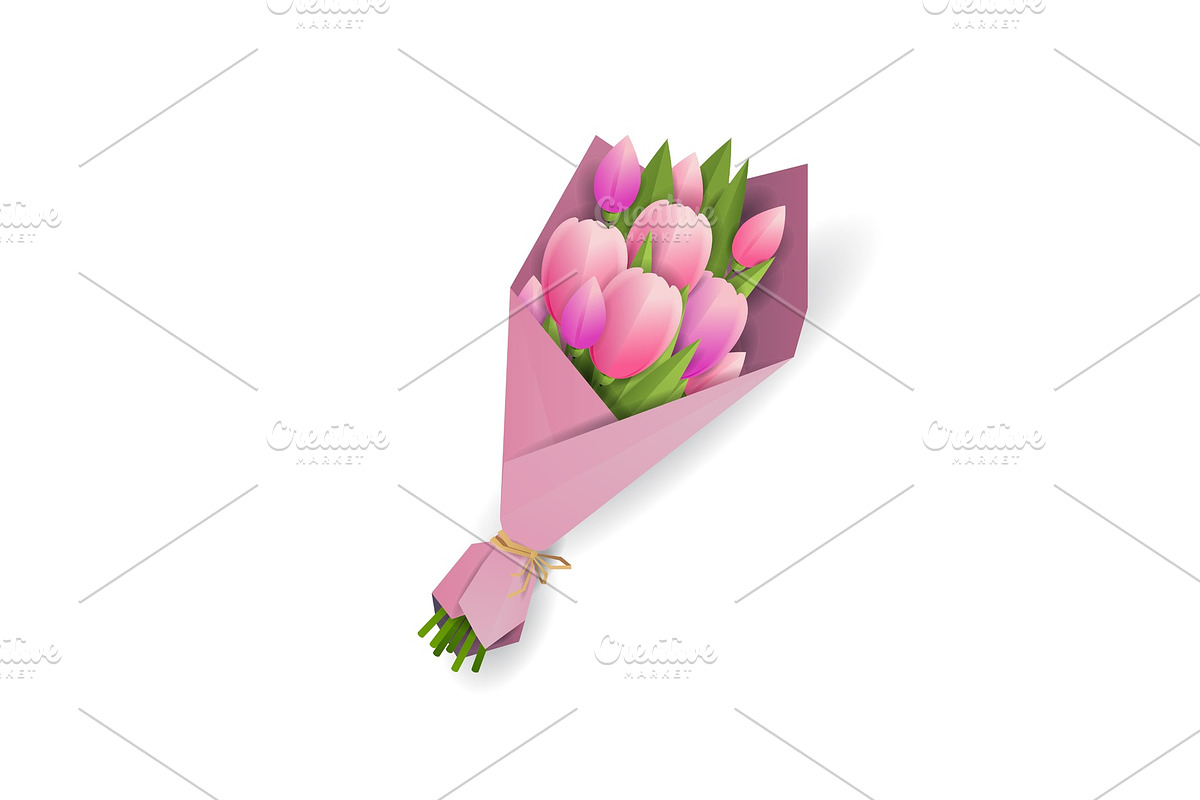 Pink tulips vector in Illustrations - product preview 8