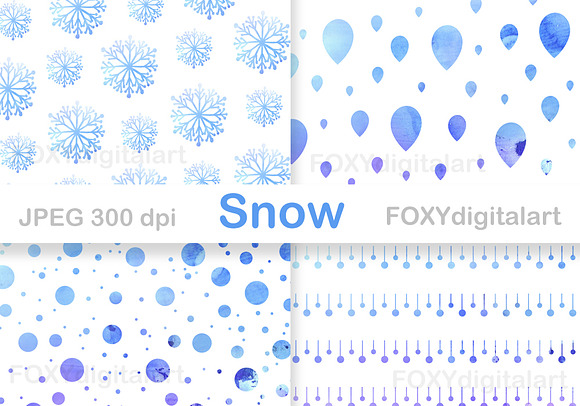 Snow Flakes Christmas Digital Paper  in Patterns - product preview 1