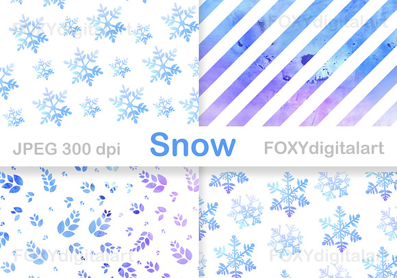 Snow Flakes Christmas Digital Paper  in Patterns - product preview 2