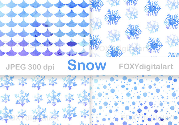 Snow Flakes Christmas Digital Paper  in Patterns - product preview 4