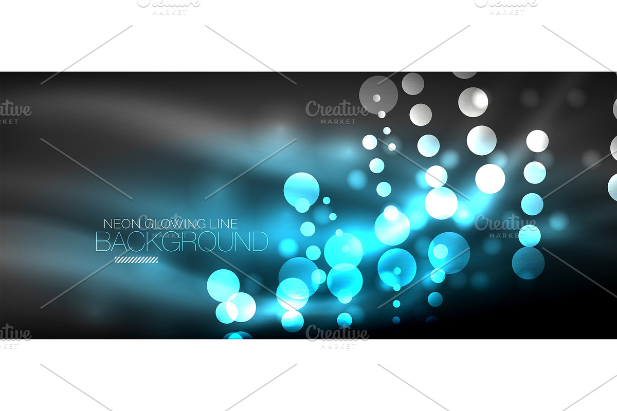 Circle abstract lights, neon glowing background in Illustrations - product preview 8