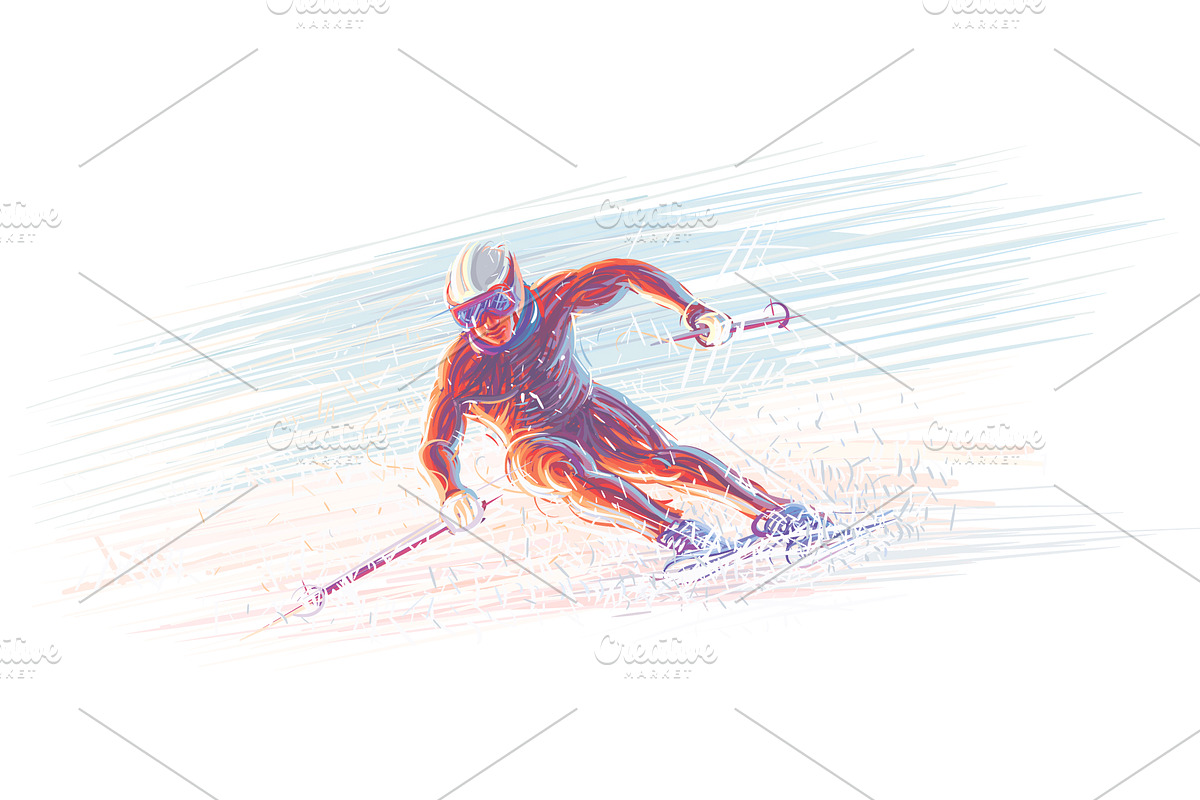 Skier/winter olimpic illustration.  in Illustrations - product preview 8