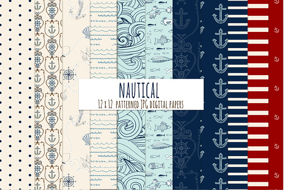 Nautical Pattern Digital Paper in Patterns - product preview 1