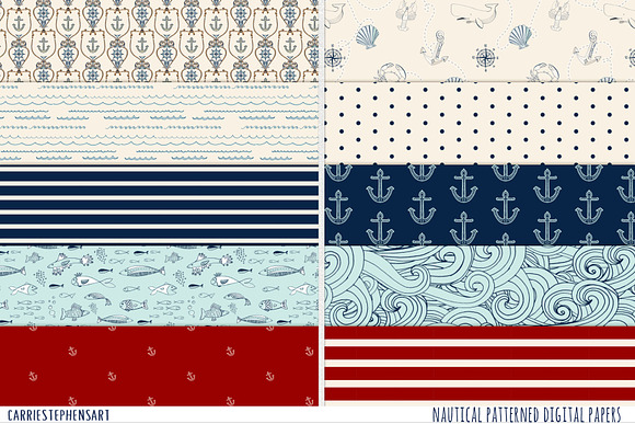 Nautical Pattern Digital Paper in Patterns - product preview 2