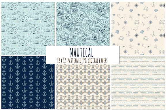 Nautical Pattern Digital Paper in Patterns - product preview 4