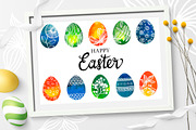 Watercolor Easter eggs, patterns