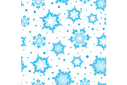 Vector holiday light blue hand drawn christmass snowflakes repeat seamless pattern background. Can be used for fabric, wallpaper, stationery, packaging.