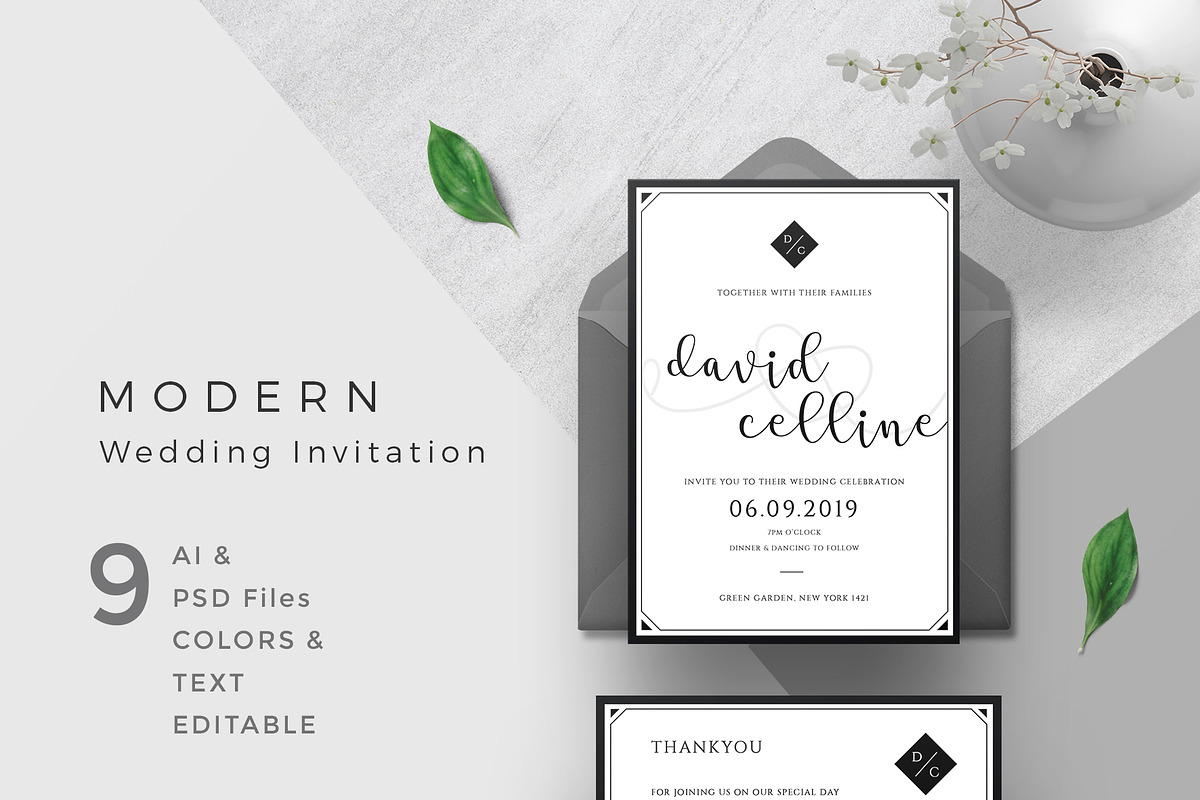 Modern Wedding Invitation in Wedding Templates - product preview 8