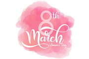 8 March. Women's Day Pink Card