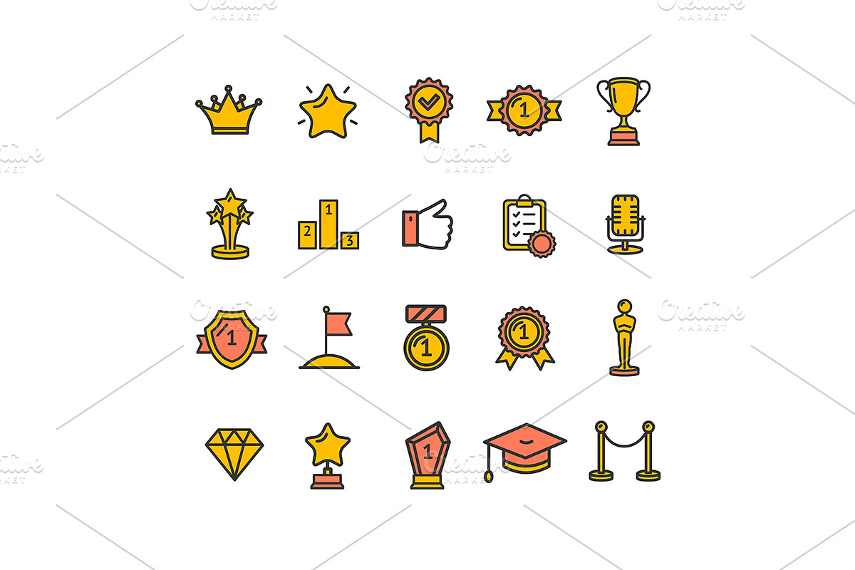 Award Thin Line Icon Set. in Graphics - product preview 8
