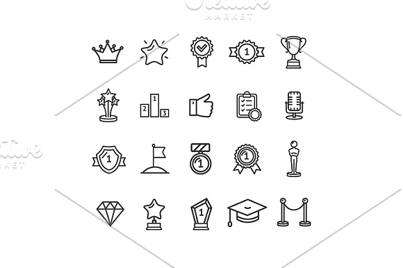 Award Thin Line Icon Set. in Graphics - product preview 1