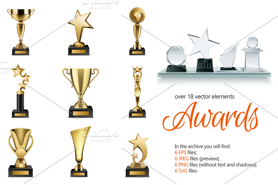 Awards Realistic Set in Objects - product preview 8