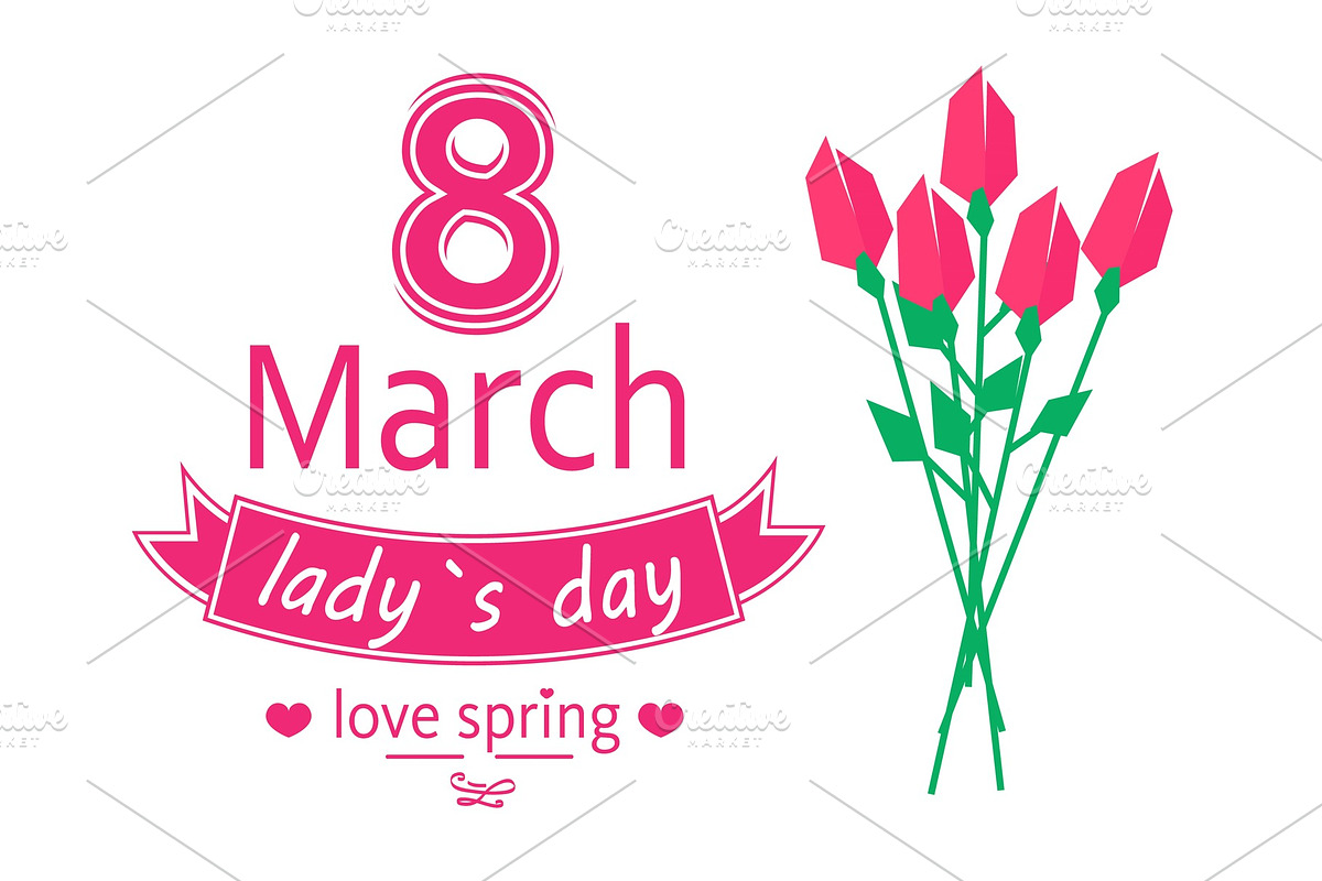 8 March Ladys Day Love Spring Vector Illustration in Objects - product preview 8