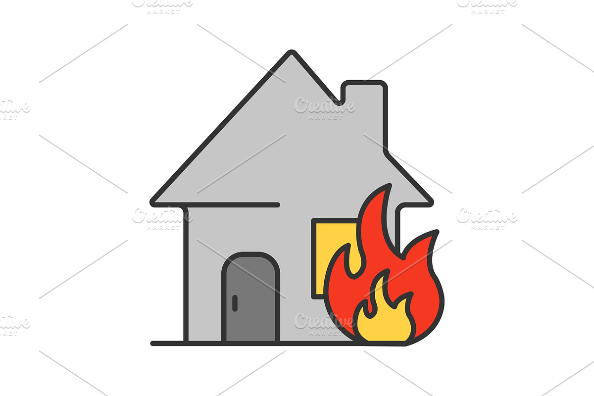 Burning house color icon in Graphics - product preview 8
