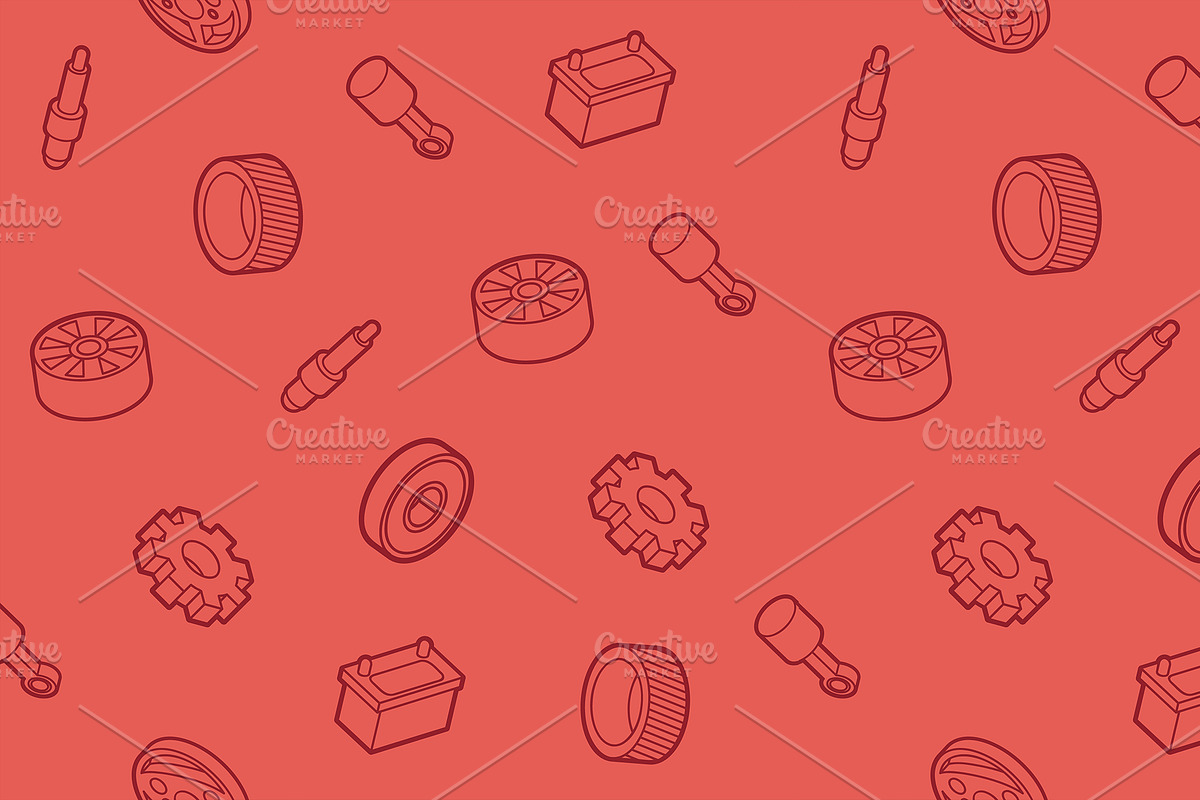 Car part outline isometric pattern in Patterns - product preview 8