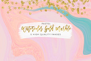 Watercolor gold marble paper
