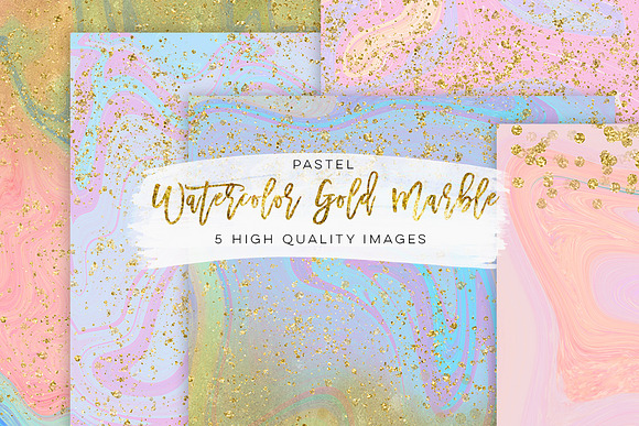 Watercolor gold marble paper in Textures - product preview 2
