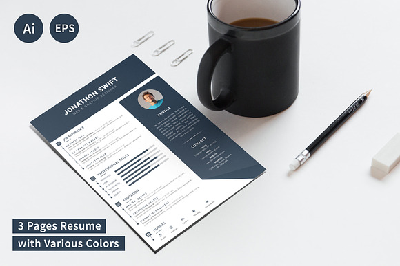 CV/Resume Template (3 Pages) in Resume Templates - product preview 11