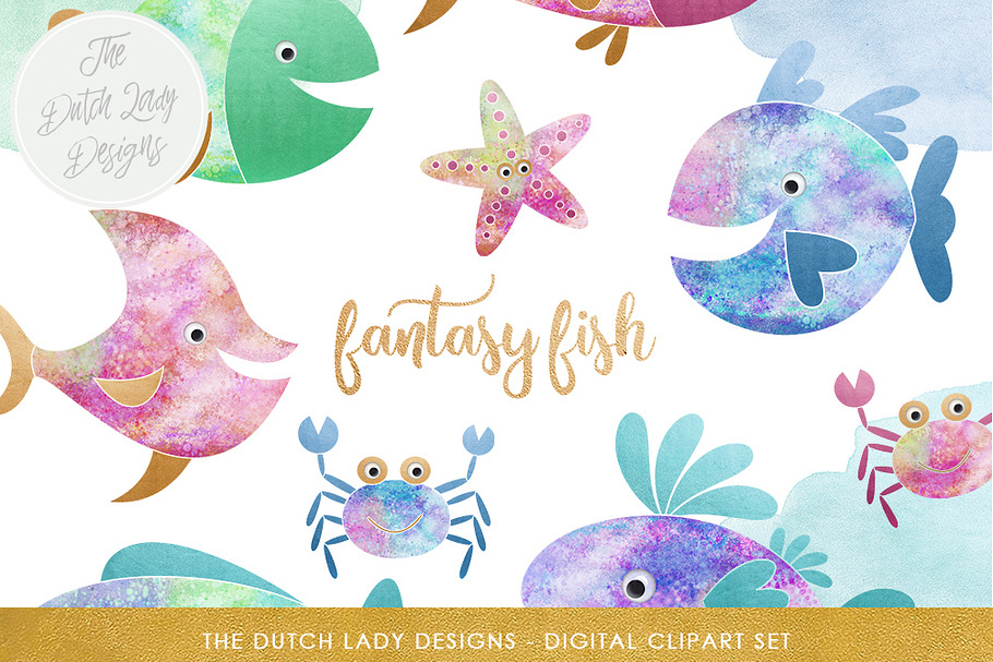 Fish & Sealife Clipart Set in Illustrations - product preview 8