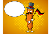 Bavarian sausage pop art vector illustration
