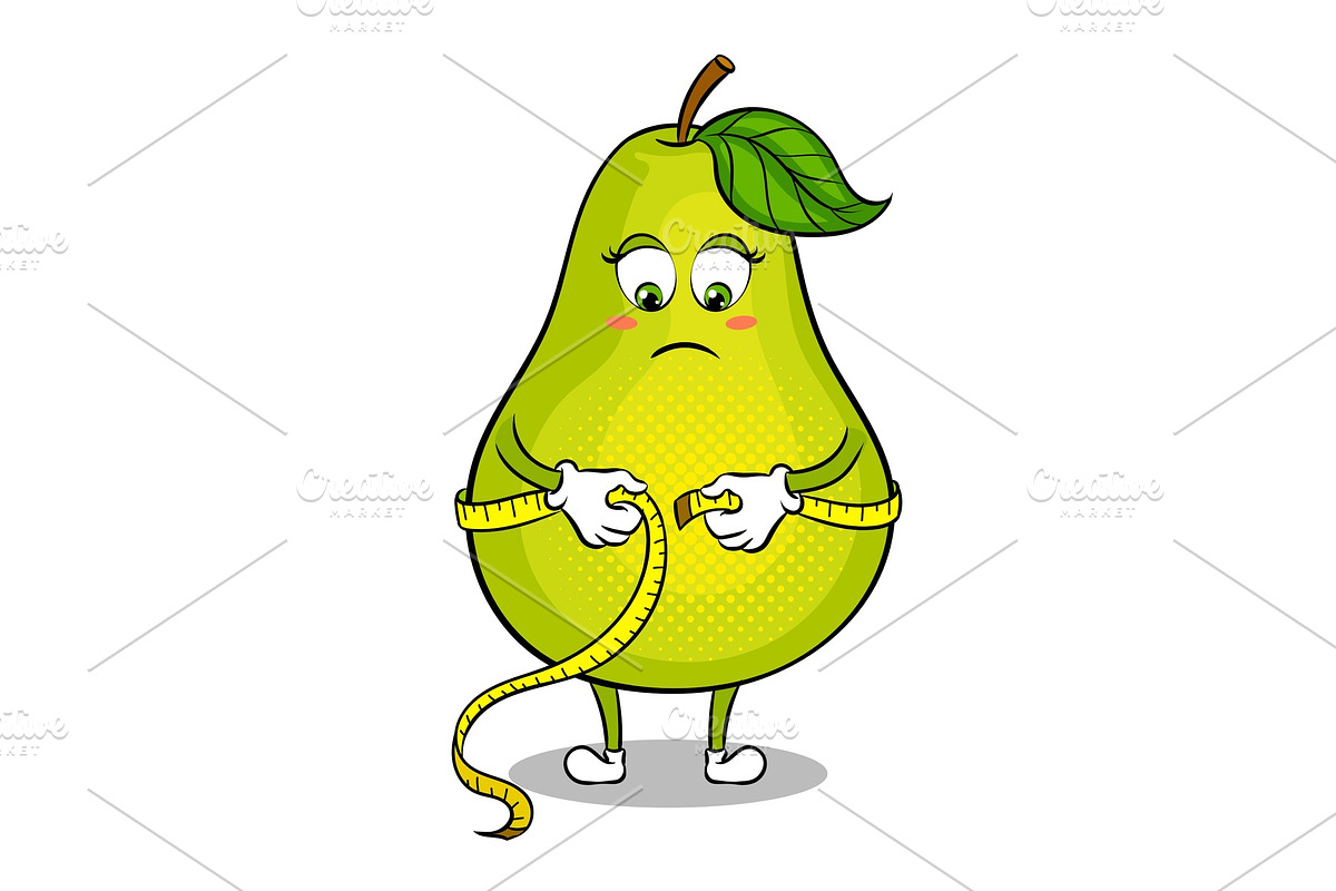 Pear measuring waist pop art vector illustration in Illustrations - product preview 8