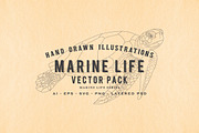 30 Hand Drawn Marine Life Vector Set