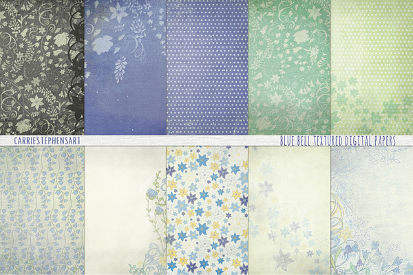 Periwinkle Blue Floral Digital Paper