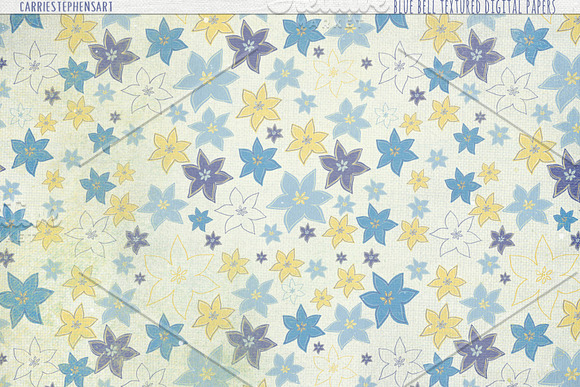 Periwinkle Blue Floral Digital Paper in Patterns - product preview 1
