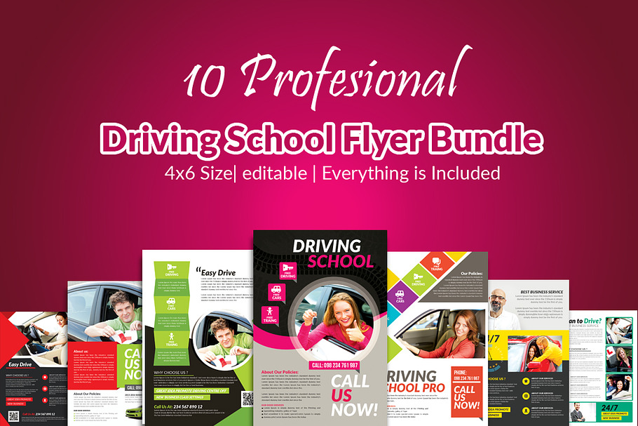10 Learn Driving School Flyer Bundle