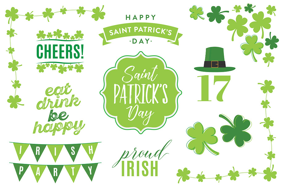 St. Patrick's Day Vector Text Set