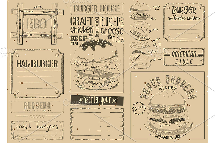 Burger Placemat on Craft Paper in Objects - product preview 8
