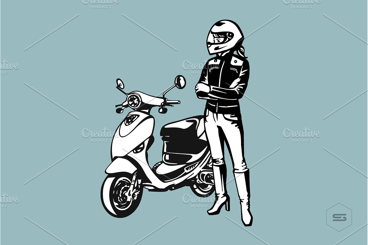 Scooter and Rider in Illustrations - product preview 8