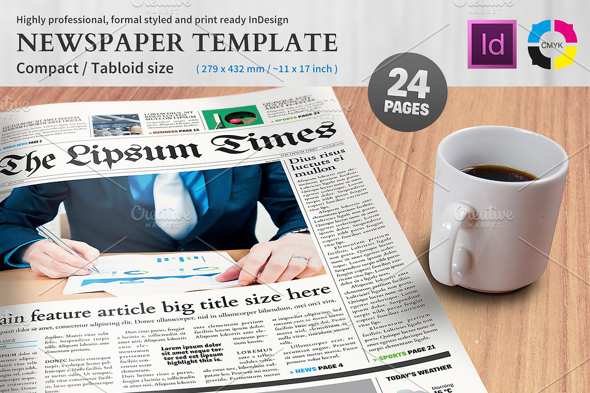 Newspaper Template - compact/tabloid in Magazine Templates - product preview 8