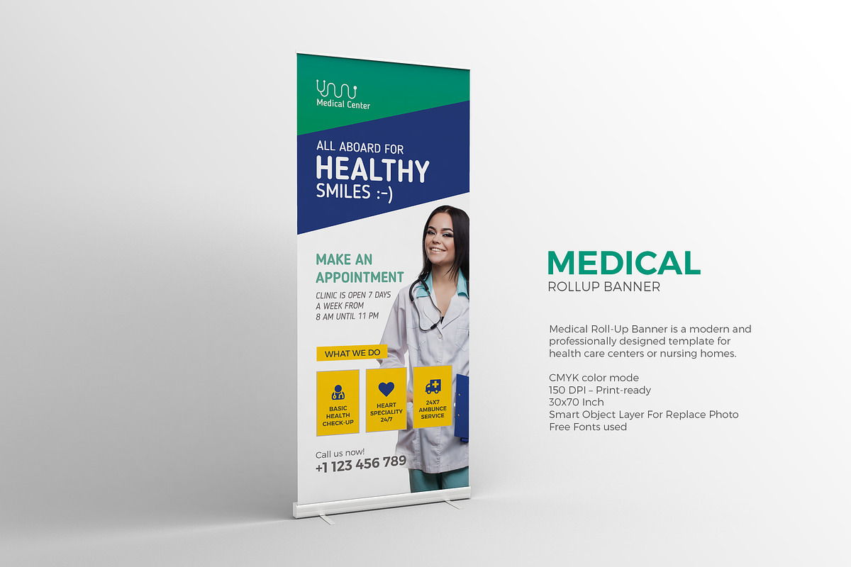 Medical Roll-Up Banner in Flyer Templates - product preview 8