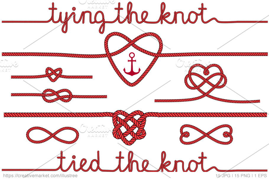 Tying the knot, red vector set